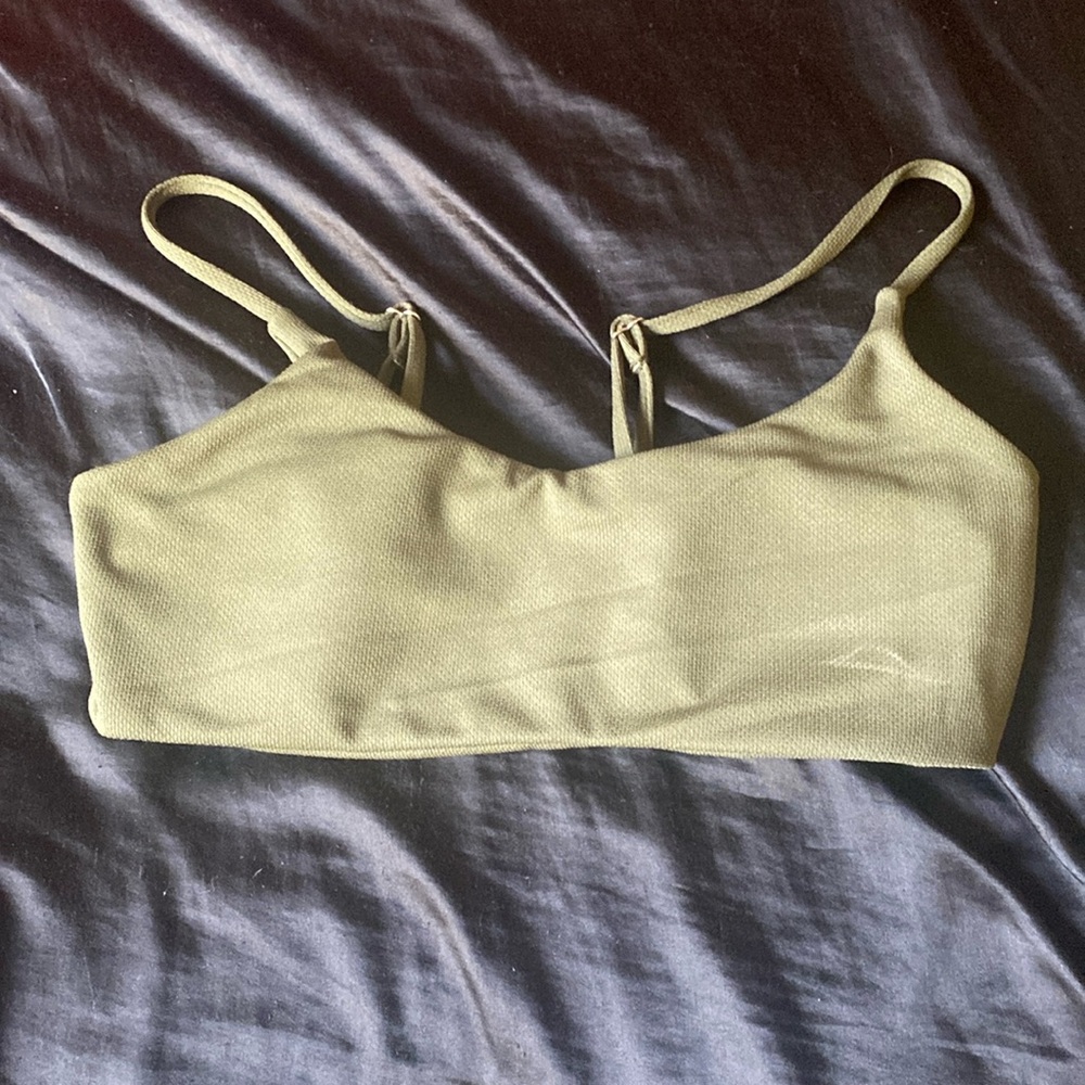 super cute army green shein swim top